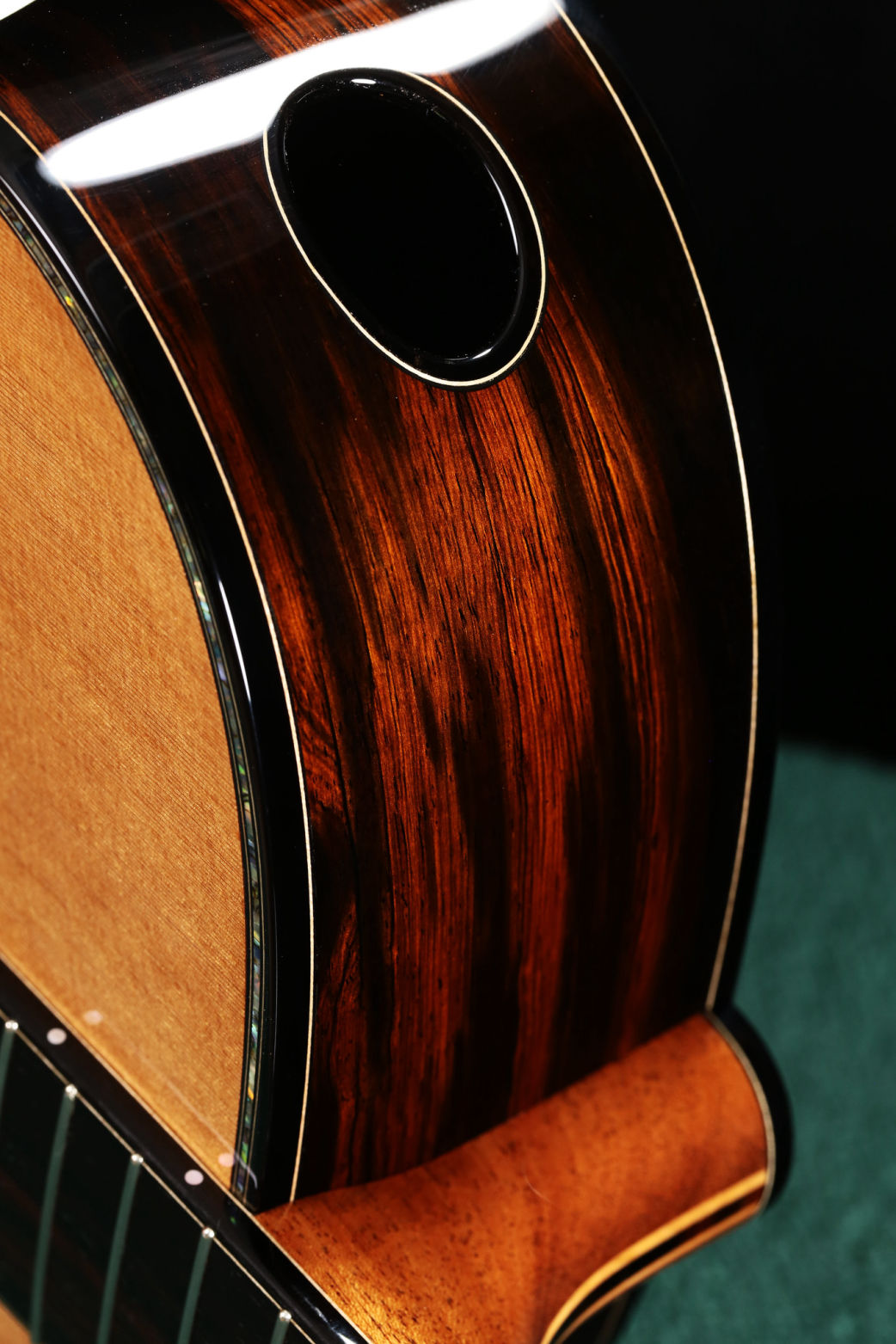 Oval Sound Port bound in Ebony with Maple Purfling Line